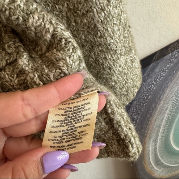 Anthro Angel of the North Cozy Green Plush Cardigan Sweater Petite Large - Picture 5 of 6